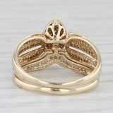 0.21ctw Diamond Halo Engagement Ring Wedding Band Bridal Set 10k Gold Size 8