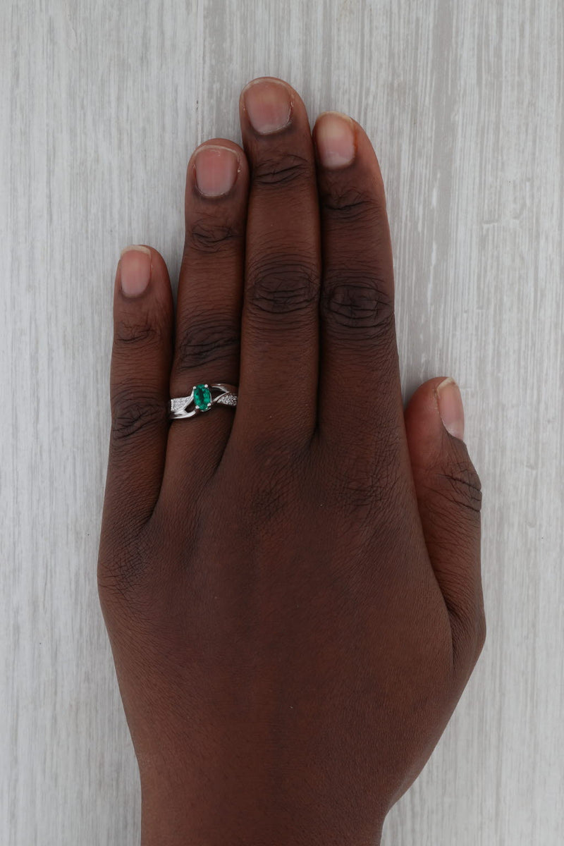 Dark Gray 0.56ctw Lab Created Emerald Diamond Ring 10k White Gold Size 6.75 Engagement