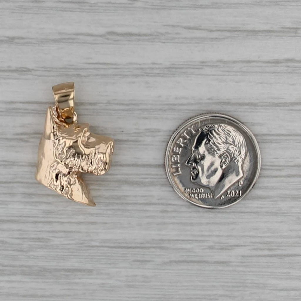 Terrier Schnauzer Pendant 14k Yellow Gold Dog Bust Keepsake