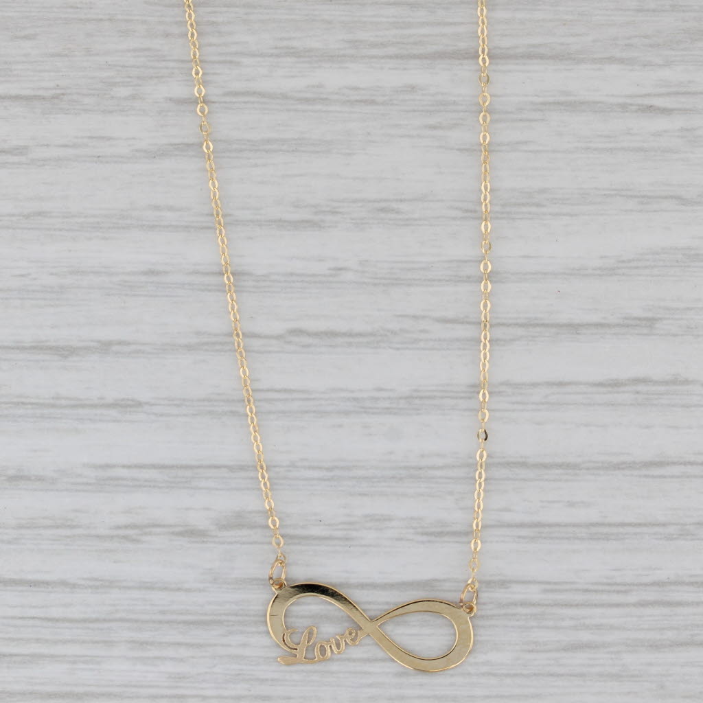 Gray New Love Infinity Knot Pendant Necklace 14k Yellow Gold 18" Cable Chain