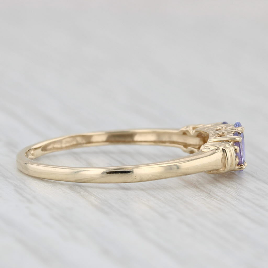 Light Gray 0.65ctw Tanzanite Diamond Ring 10k Yellow Gold 3-Stone Stackable Size 8.25