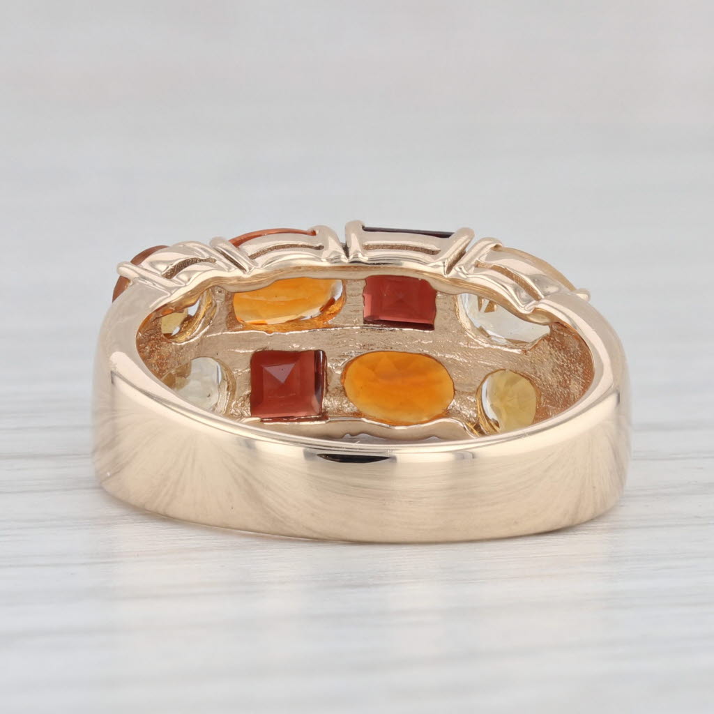 Light Gray 2.08ctw Mexican Fire Opal Garnet Citrine Cluster Ring 14k Yellow Gold Size 7