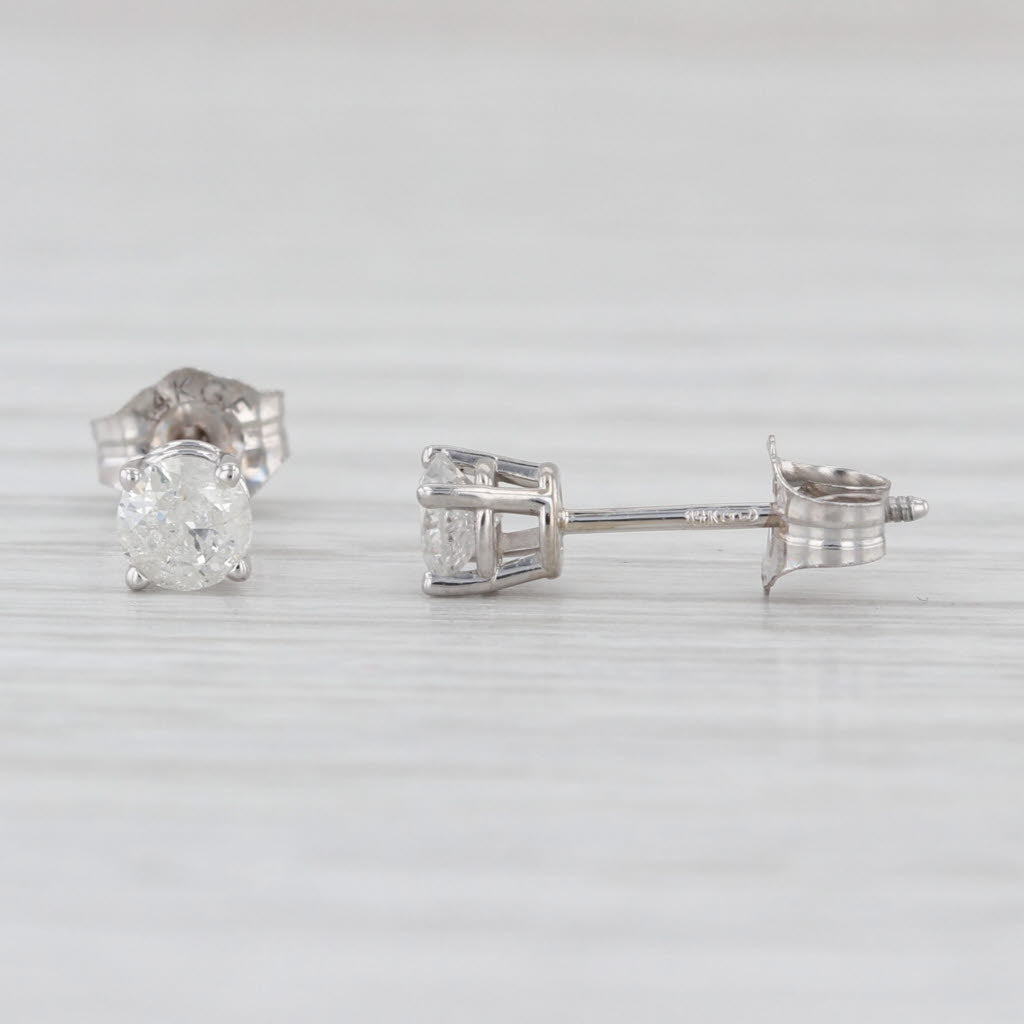 0.32ctw Diamond Solitaire Stud Earrings 14k White Gold Round Studs