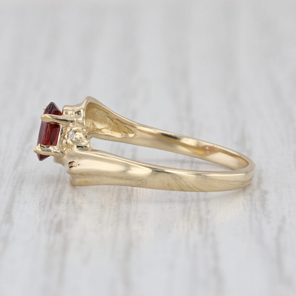 0.50ctw Garnet Cubic Zirconia Ring 10k Yellow Gold Size 6.25 Oval Bypass