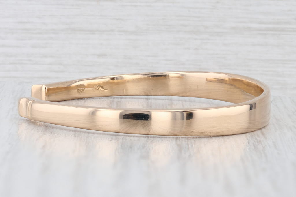 Light Gray Engravable Cuff Bracelet 18k Yellow Gold 6.5" 6.3mm