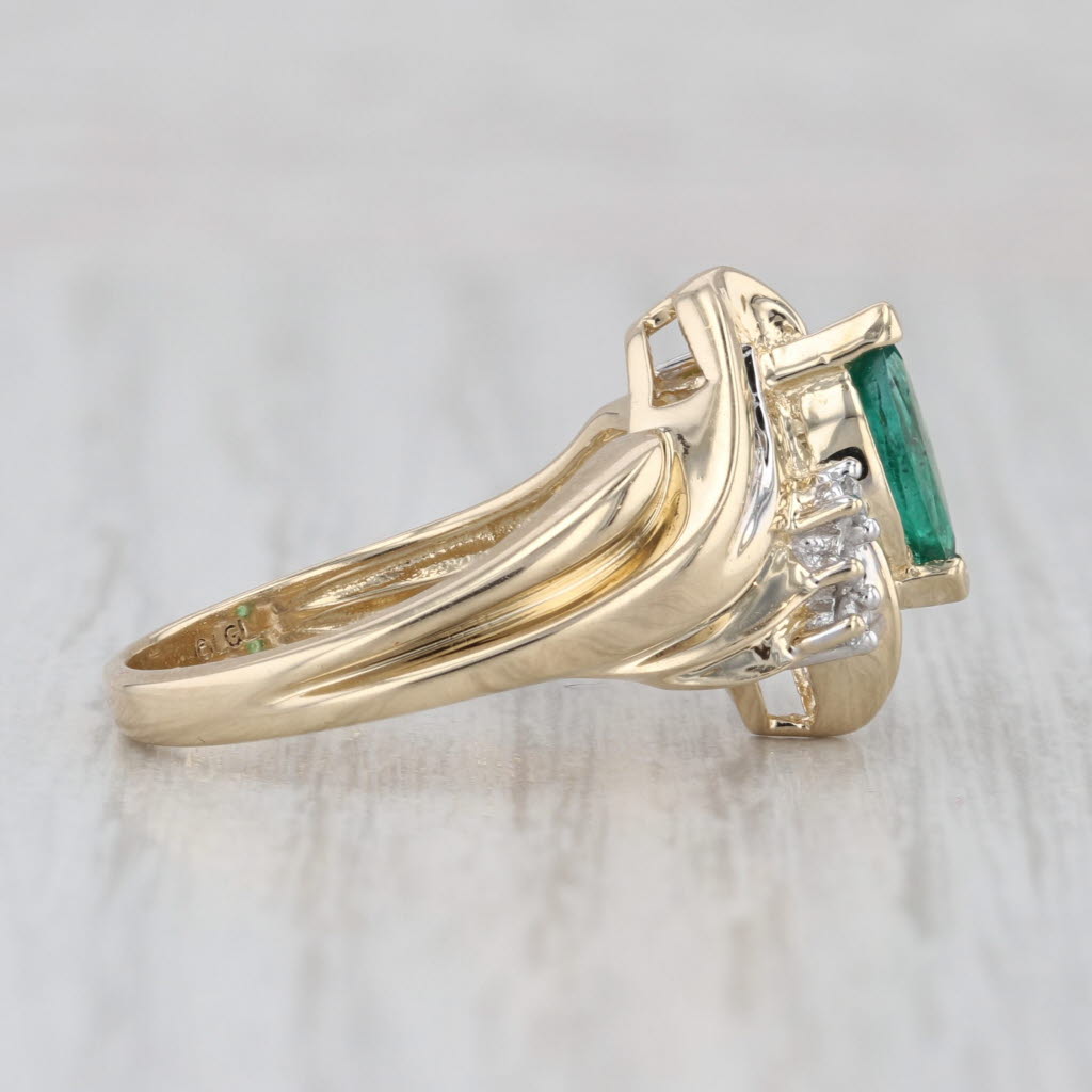 0.69ctw Marquise Emerald Diamond Ring 14k Yellow Gold Size 6.75 Bypass
