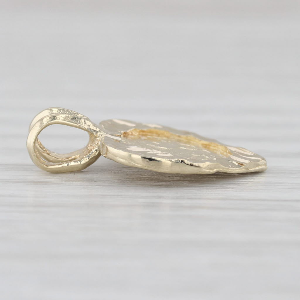 Chinese Panda Coin Copy Heart Pendant 10k Yellow Gold Small Drop