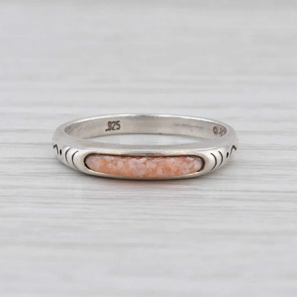 Carolyb Pollack Imitation Rose Quartz Ring Sterling Silver Stackable Size 6.25