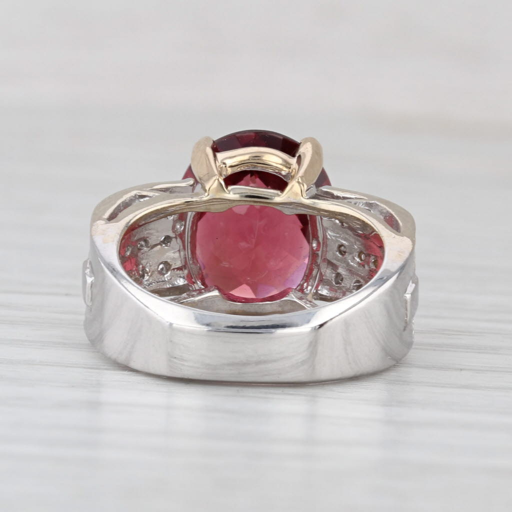 5.28ctw Rubellite Tourmaline Diamond Ring 14k White Yellow Gold Size 5