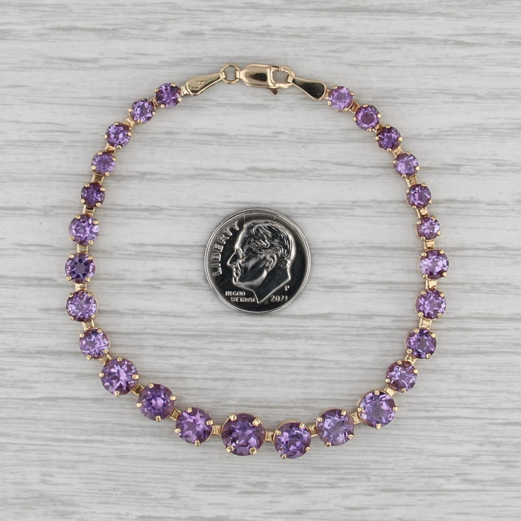 12ctw Tapering Amethyst Tennis Bracelet 14k Yellow Gold 7.25" 6.4mm