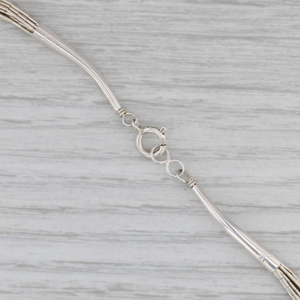 Liquid Silver 10 Multistrand Necklace Sterling Silver Native American 24"
