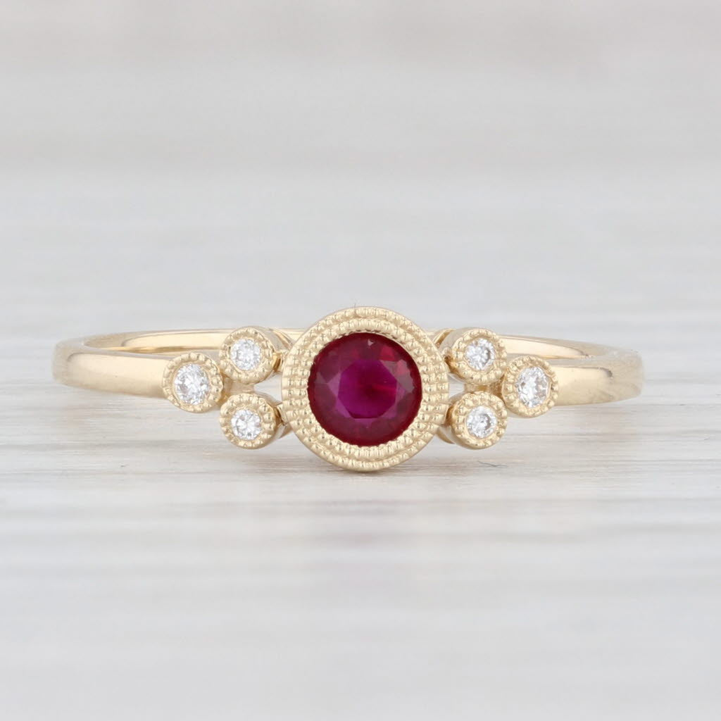 Light Gray New 0.44ctw Ruby Diamond Ring 14k Yellow Gold Size 6.5 Engagement