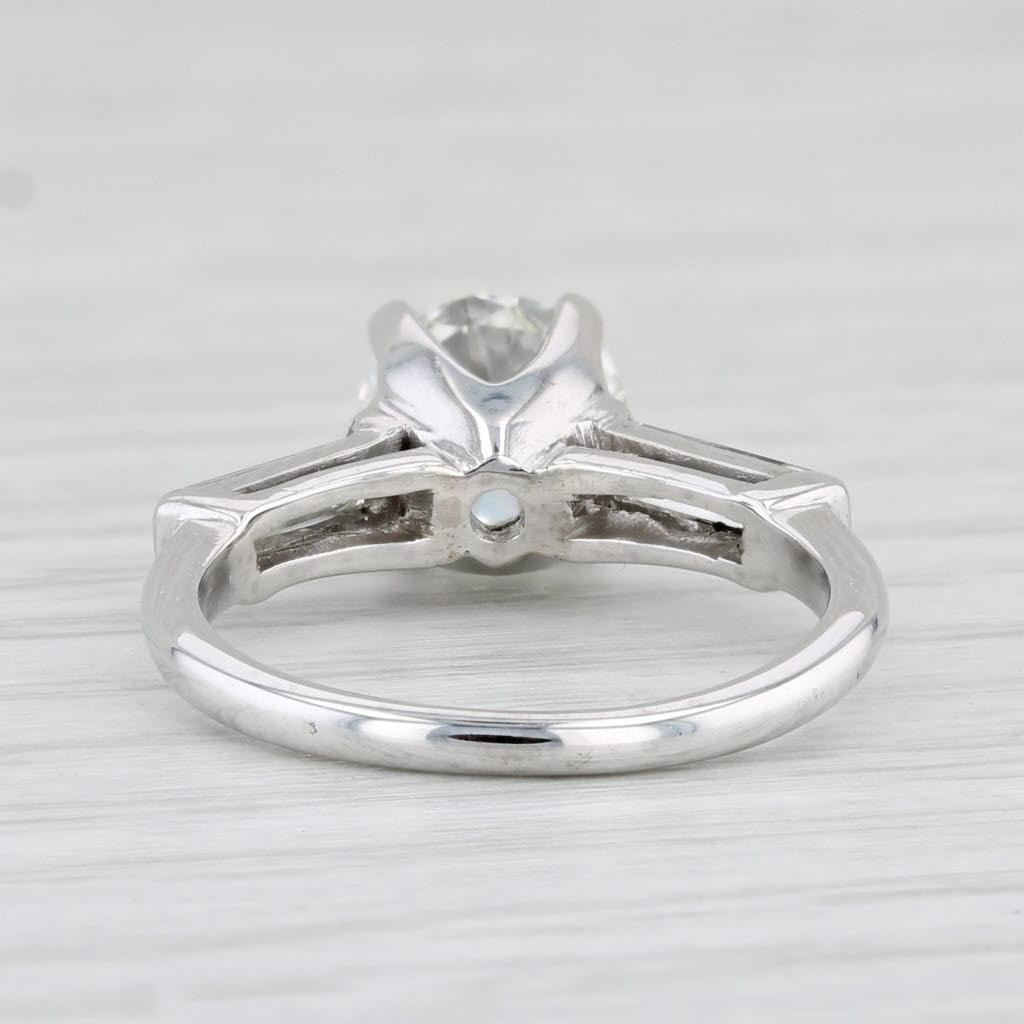 Light Gray Vintage 2.15ctw Round Diamond Engagement Ring Platinum Size 6 GIA