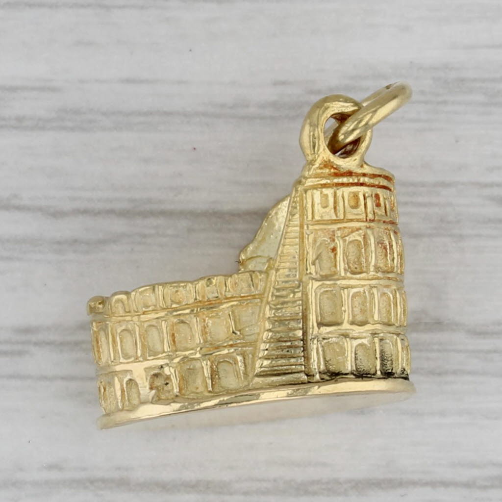 Gray Roman Colosseum Charm 18k Yellow Gold Rome Italy Souvenir Pendant