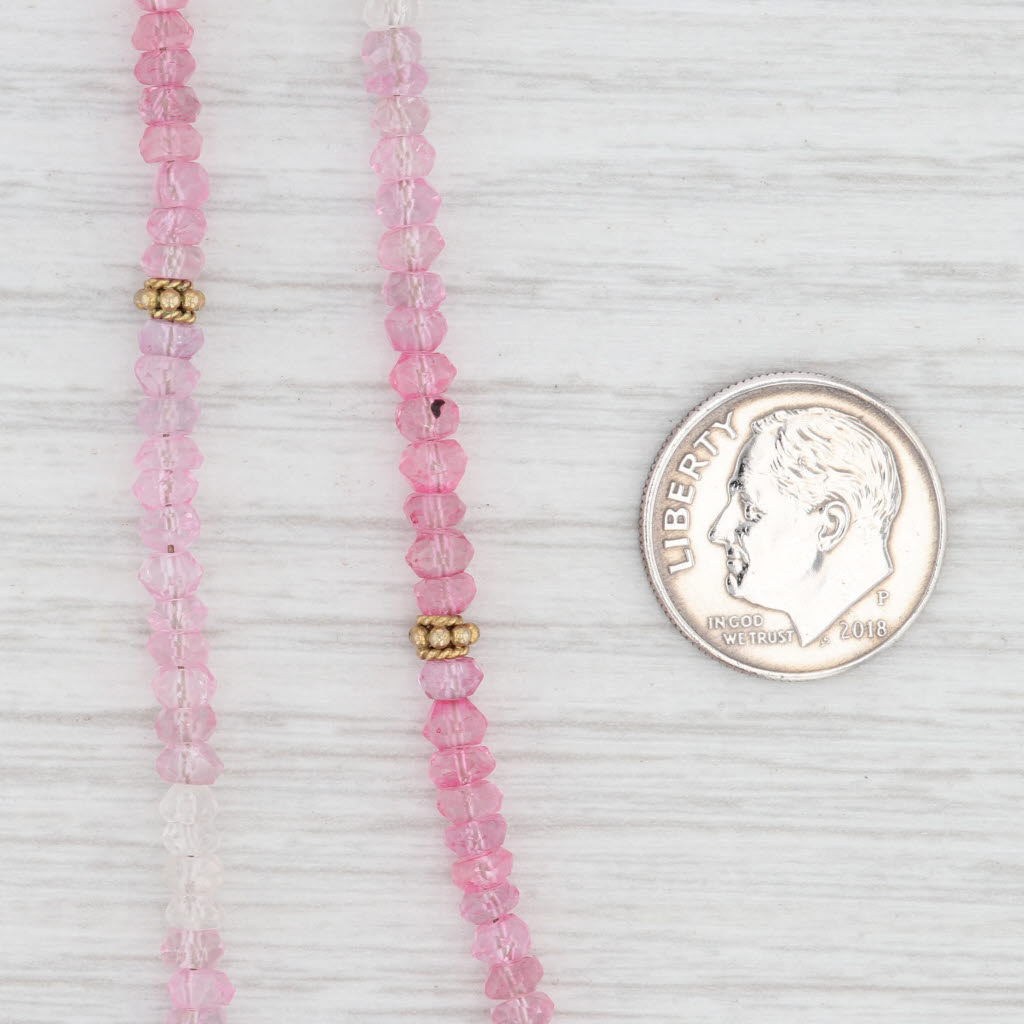 New Nina Wynn Pink Crystal Bead Necklace Sterling Gold Vermeil 18" Adjustable