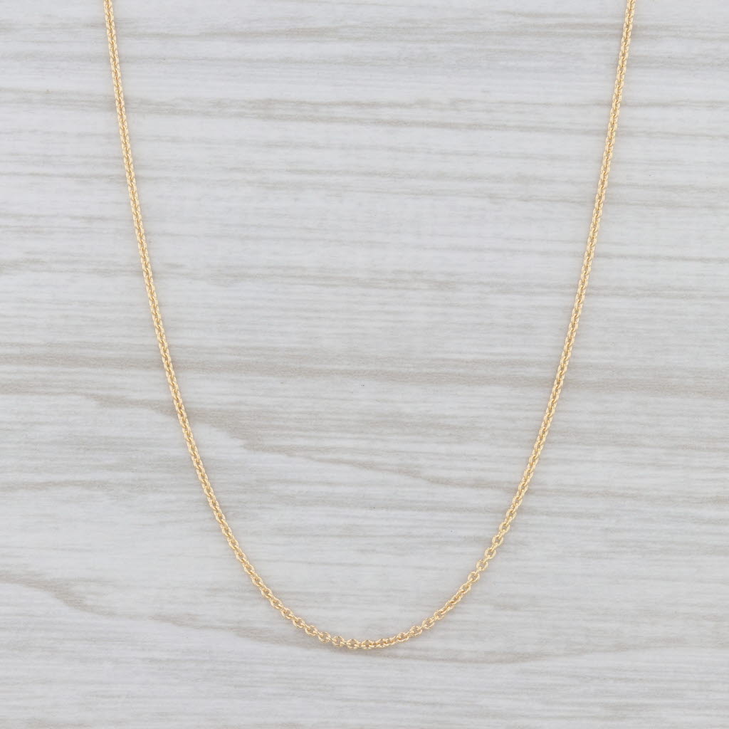 Light Gray New Cable Chain Necklace 14k Yellow Gold 1mm Lobster Clasp 16-18" Adjustable