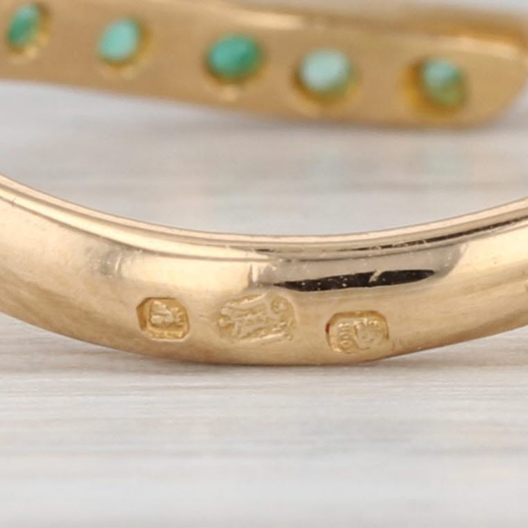 Vintage Coiled Leaf Emerald Ring 800 Gold European Hallmarks Adjustable Sz 6.5