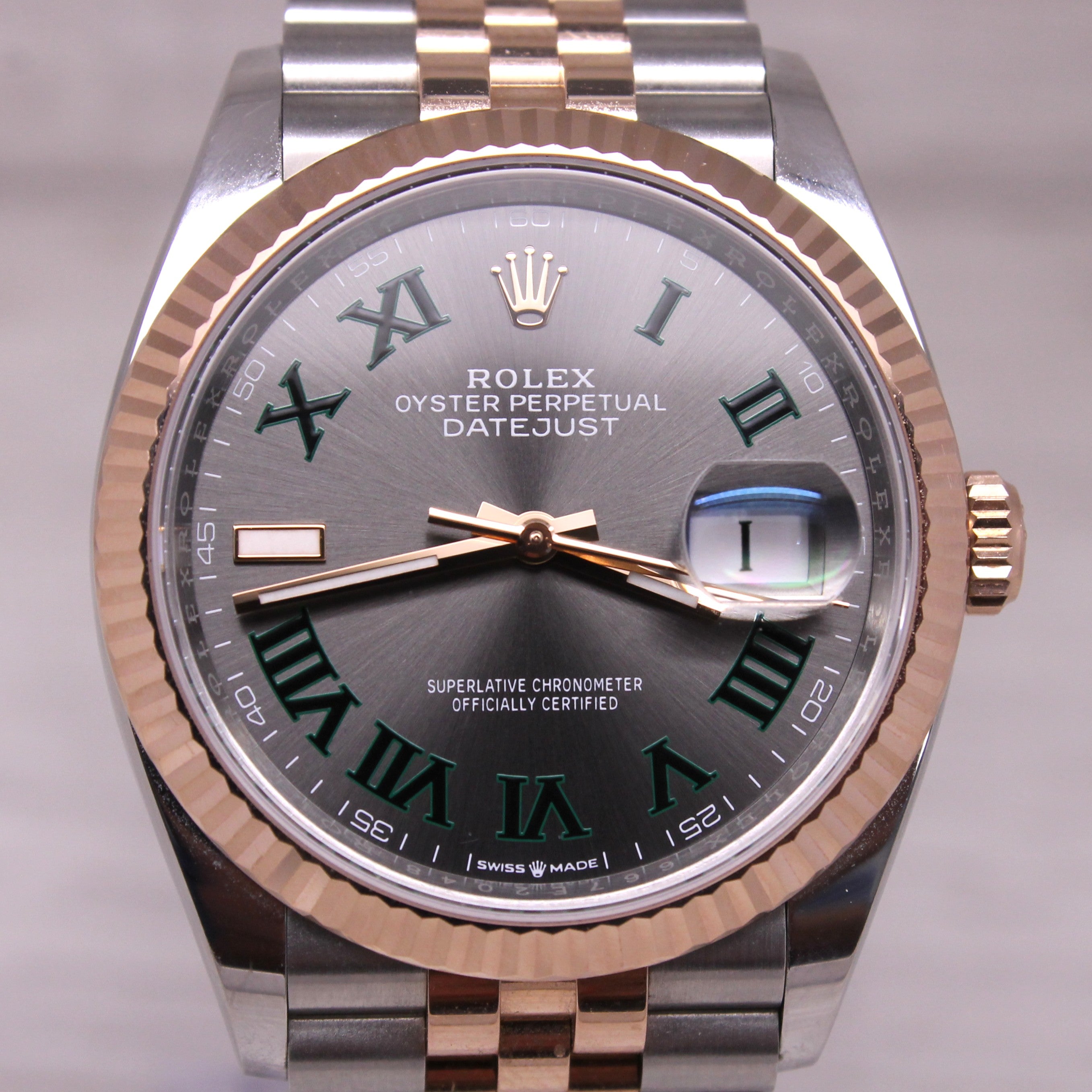 2024 Rolex Datejust Wimbledon 126231 36mm Steel Rose Watch Box Card Tag Jubilee