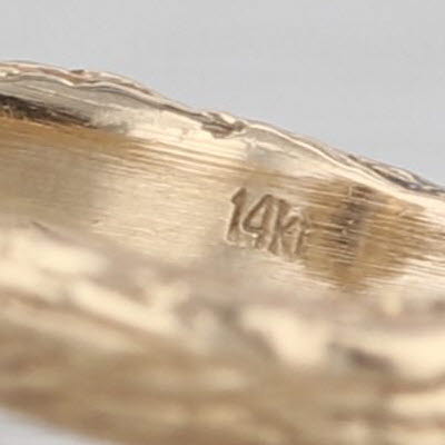 Custom Made Salt & Pepper Diamond Ring 14k Yellow Gold Size 6.5 Woodgrain Band
