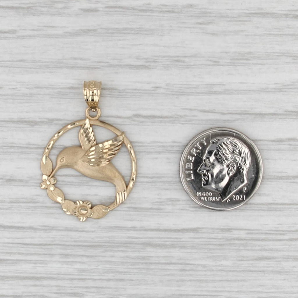 Hummingbird Flower Wreath Pendant 14k Yellwo Gold Michael Anthony