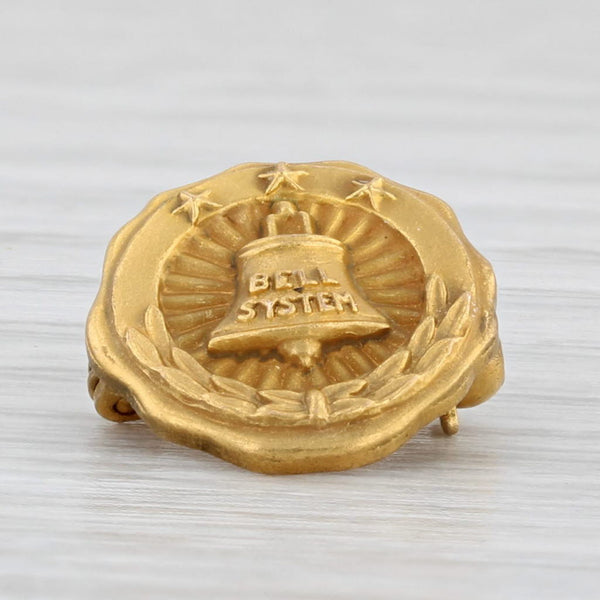 Bell South Telephone Service Pin 10k Yellow Gold Vintage 3 Stars