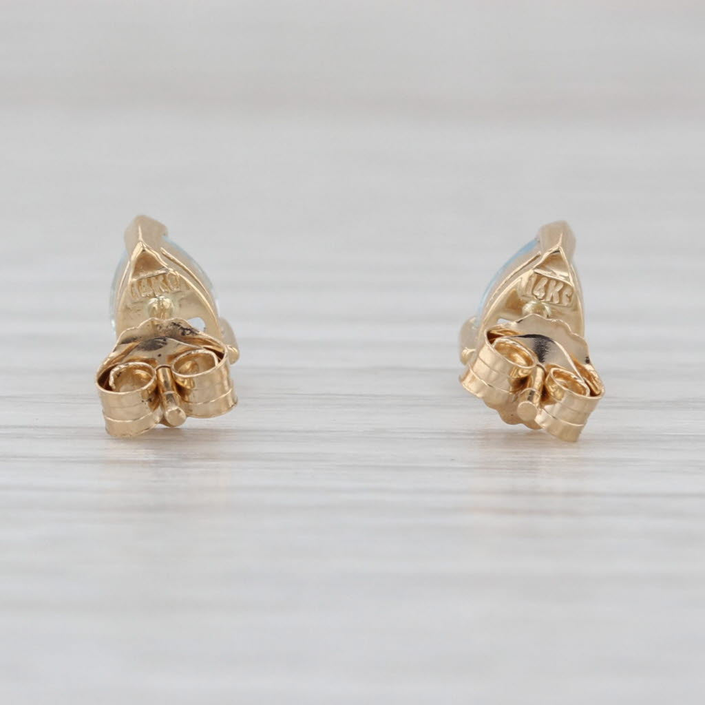 0.56ctw Pear Solitaire Aquamarine Stud Earrings 14k Yellow Gold Studs