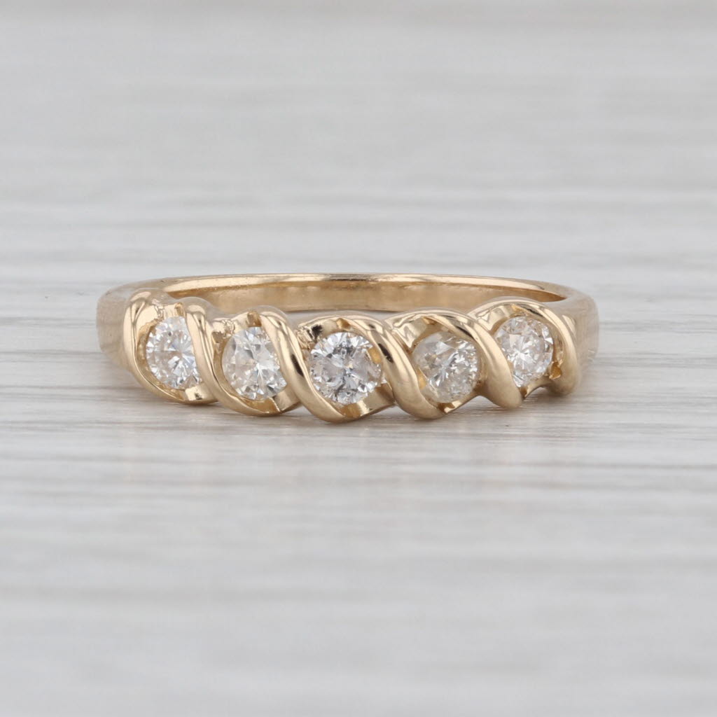 0.48ctw Diamond Wedding Band 14k Yellow Gold Size 7 Stackable Anniversary Ring