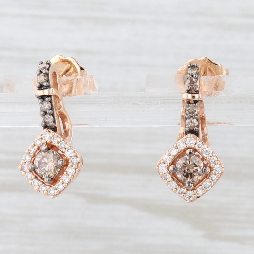 Light Gray Le Vian 0.42ctw Diamond Stud Drop Earrings 14k Rose Gold White Champagne
