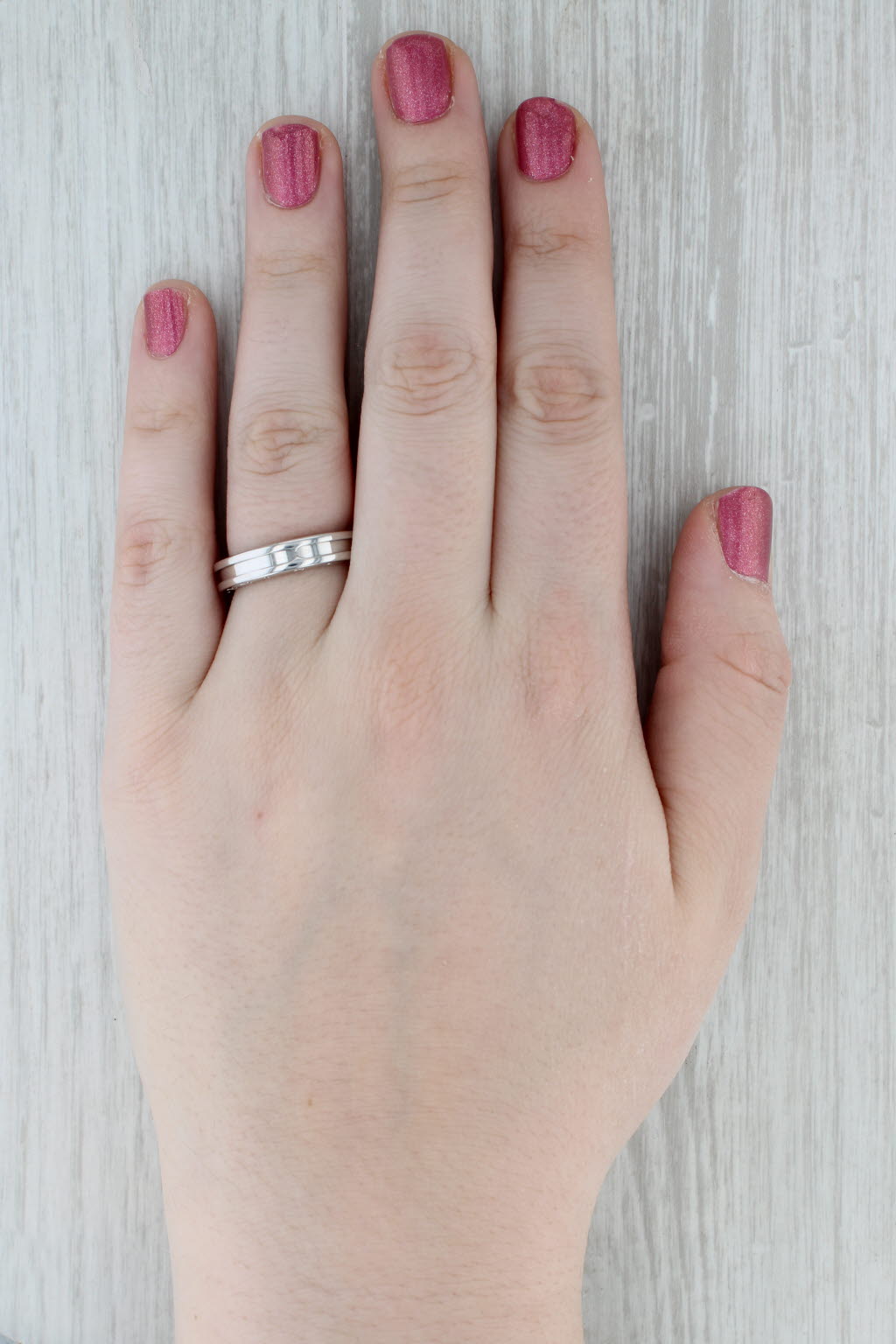 Gray Bulgari B Zero One Band 18k White Gold Ring Size 8.5 58 Stackable