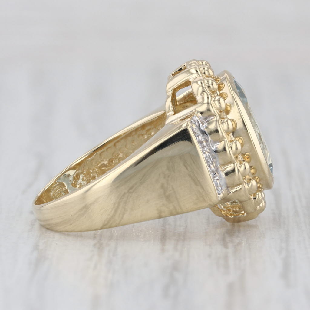 2.89ctw Oval Aquamarine Diamond Ring 14k Yellow Gold Size 6.25