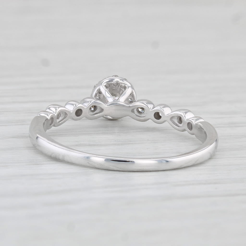 Light Gray 0.30ctw Round Diamond Halo Engagement Ring 10k White Gold Size 10