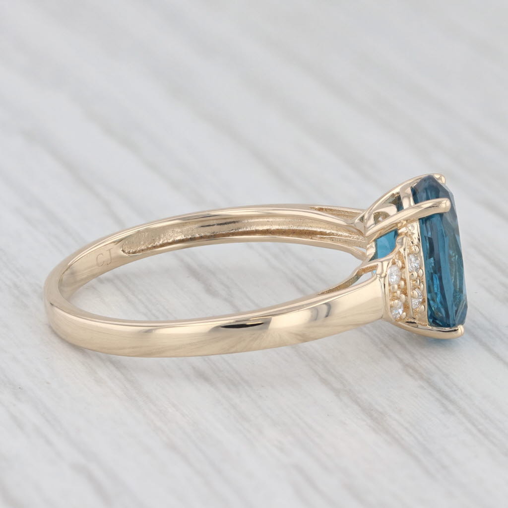 Light Gray 3.33ctw Oval London Blue Topaz Diamond Ring 14k Yellow Gold Size 9.25