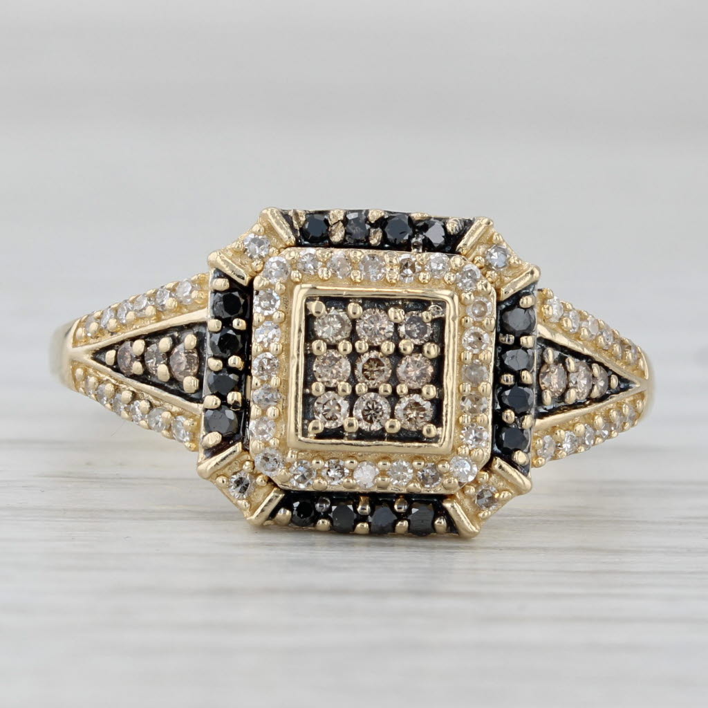 Gray 0.25ctw White & Black Diamond Halor Ring 14k Yellow Gold Size 9 Enagagement