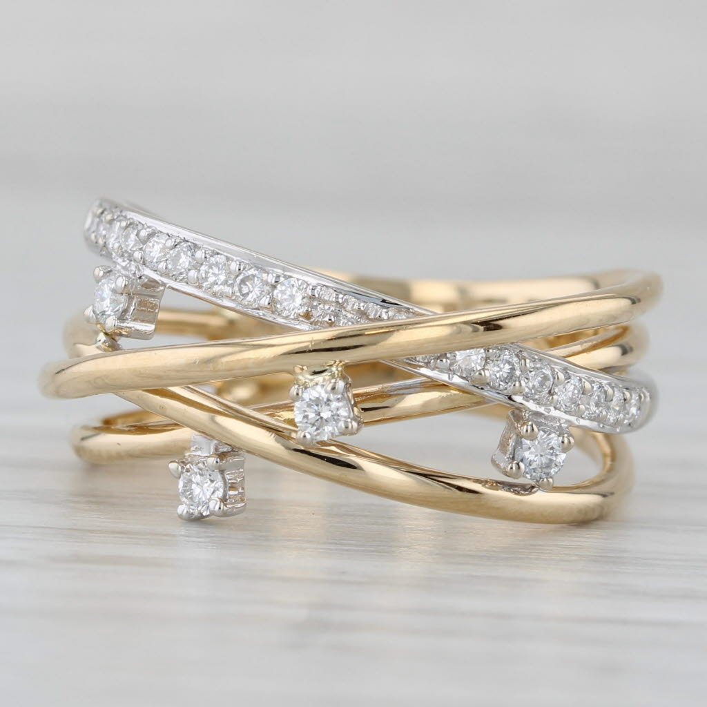 Gray 0.28ctw Diamond Orbit Multiband Ring 18k Yellow Gold Size 7.25