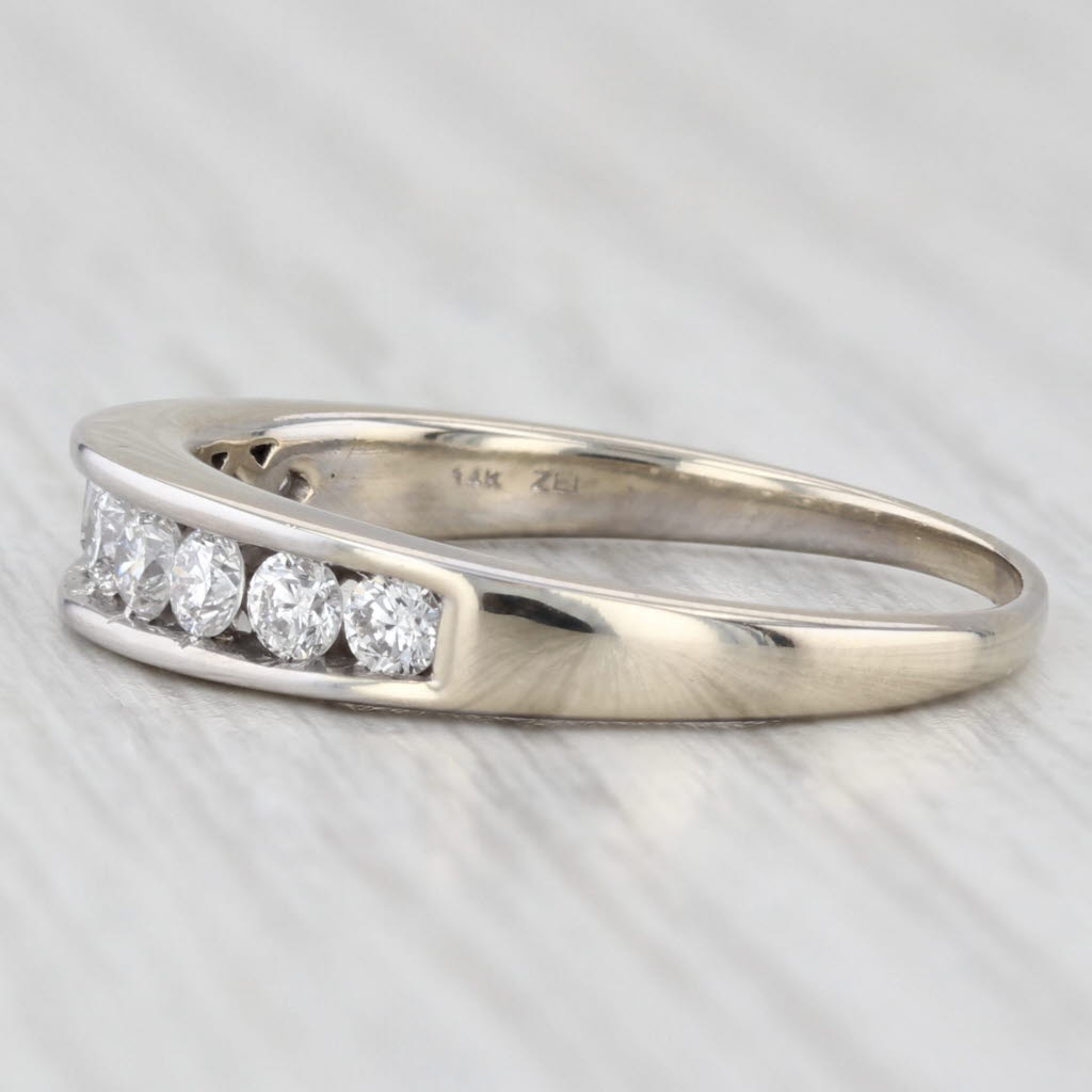 Light Gray 0.47ctw Diamond Wedding Band 14k White Gold Stackable Anniversary Ring Sz 8.75