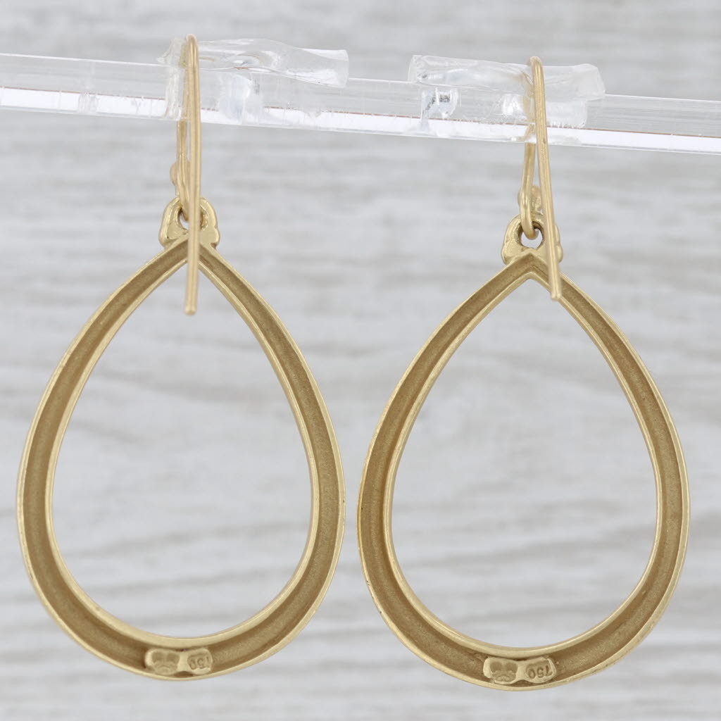 Light Gray Slane & Slane Teardrop Dangle Earrings 18k Yellow Gold Hook Posts