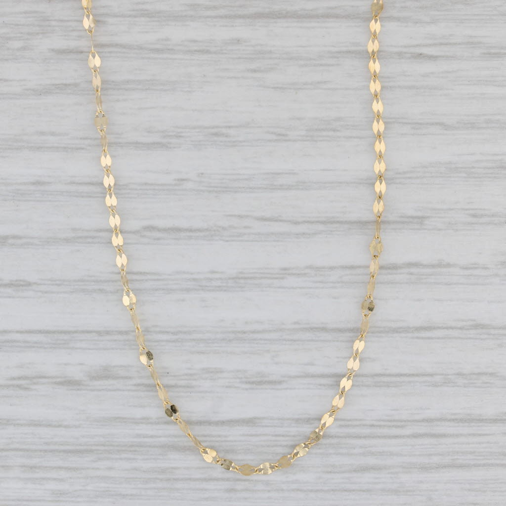 Gray New Gucci Chain Necklace 14k Yellow Gold 17.5" 1.4mm Magnetic Clasp