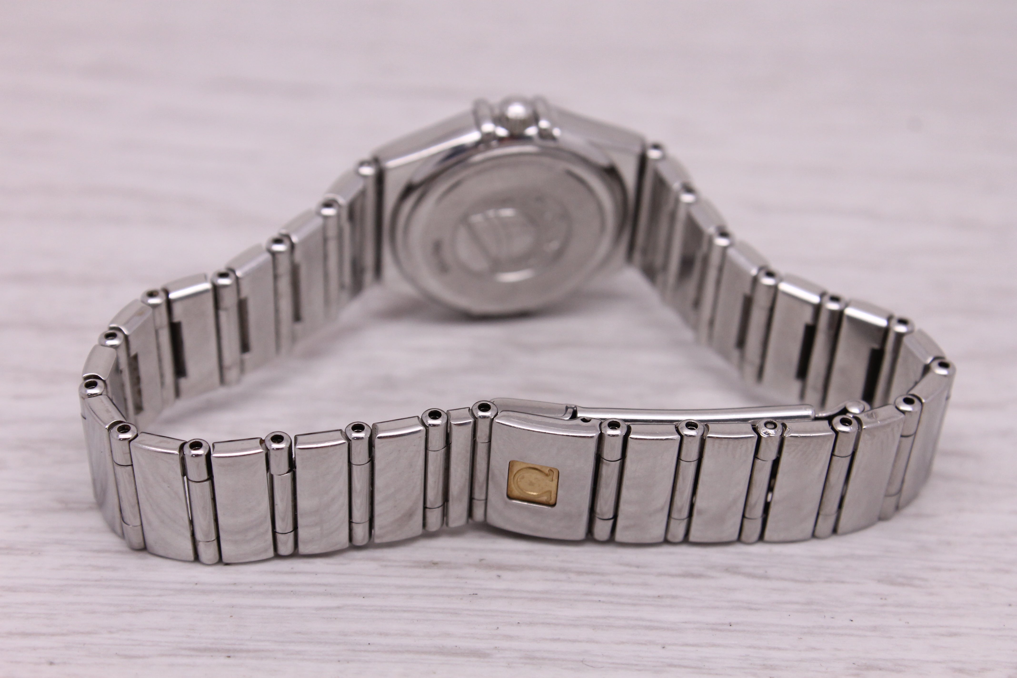 Gray Omega Constellation Ladies "My Choice" Steel 23mm Quartz Watch Diamond Bezel MOP