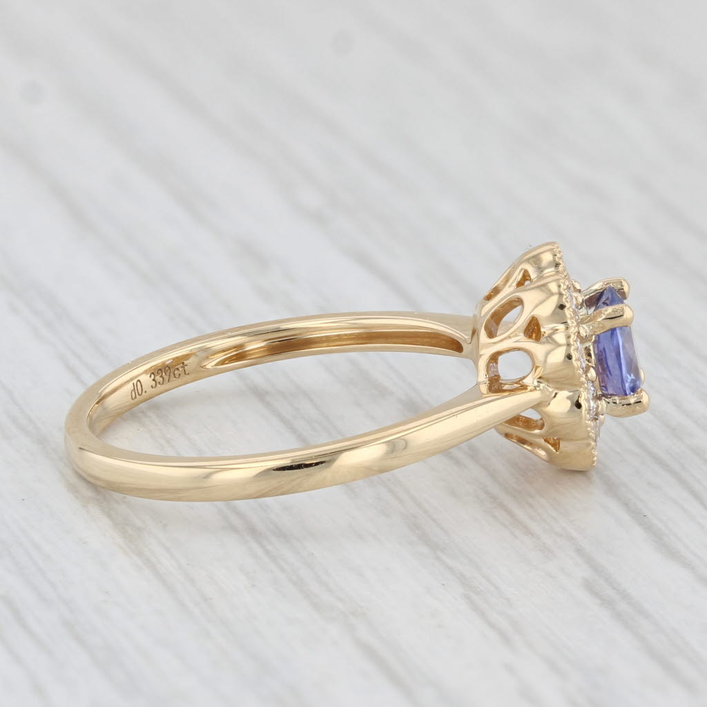 Light Gray New 1.03ctw Tanzanite Diamond Halo Ring 18k Yellow Gold Size 7.25 Engagement