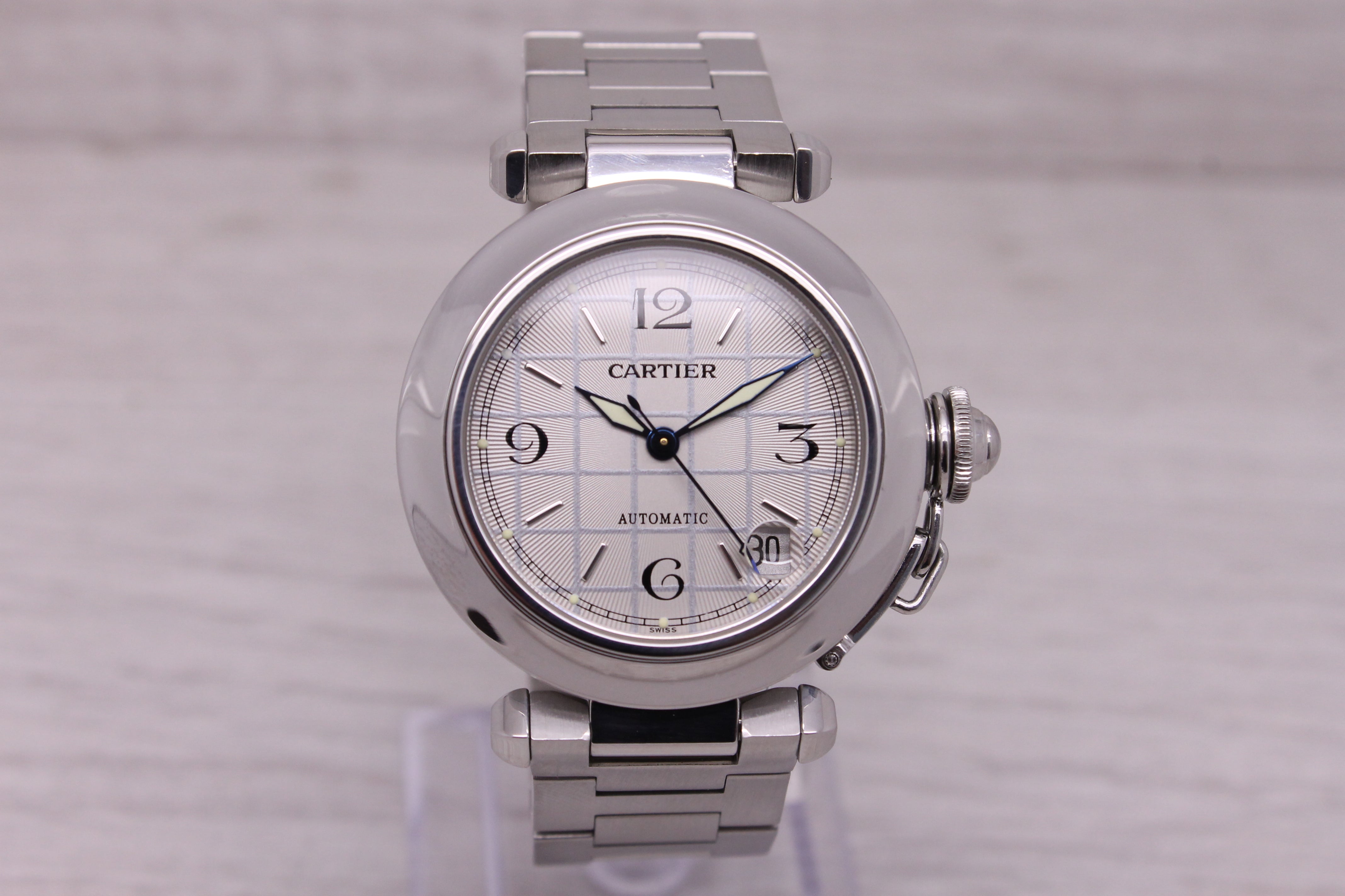 Pasha de Cartier ref.2324 35mm Stainless Steel Automatic Watch Grid Dial