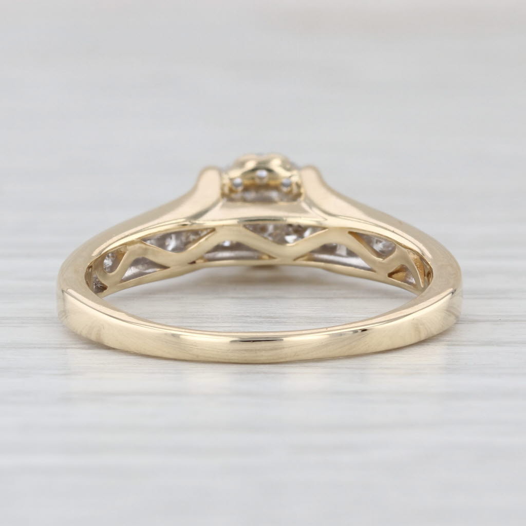 0.56ctw Diamond Cluster Engagement Ring 14k Yellow Gold Size 8.5 Cathedral Band