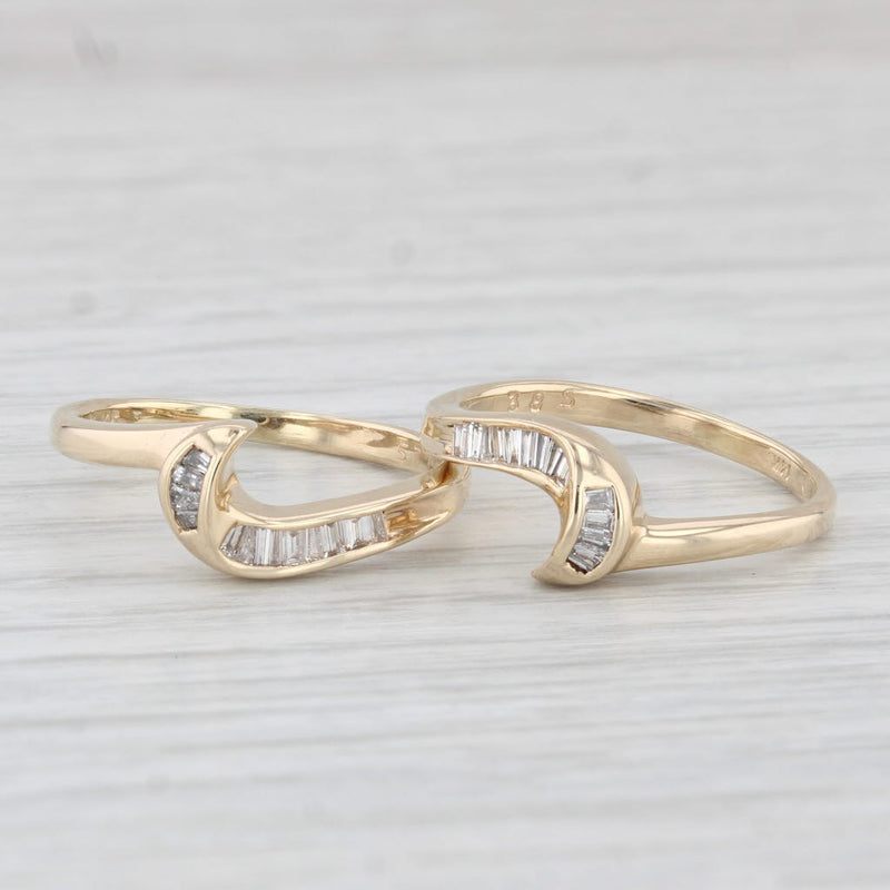 0.15ctw Diamond Ring Jackets Guards 14k Yellow Gold Wedding Bands Size 5.75