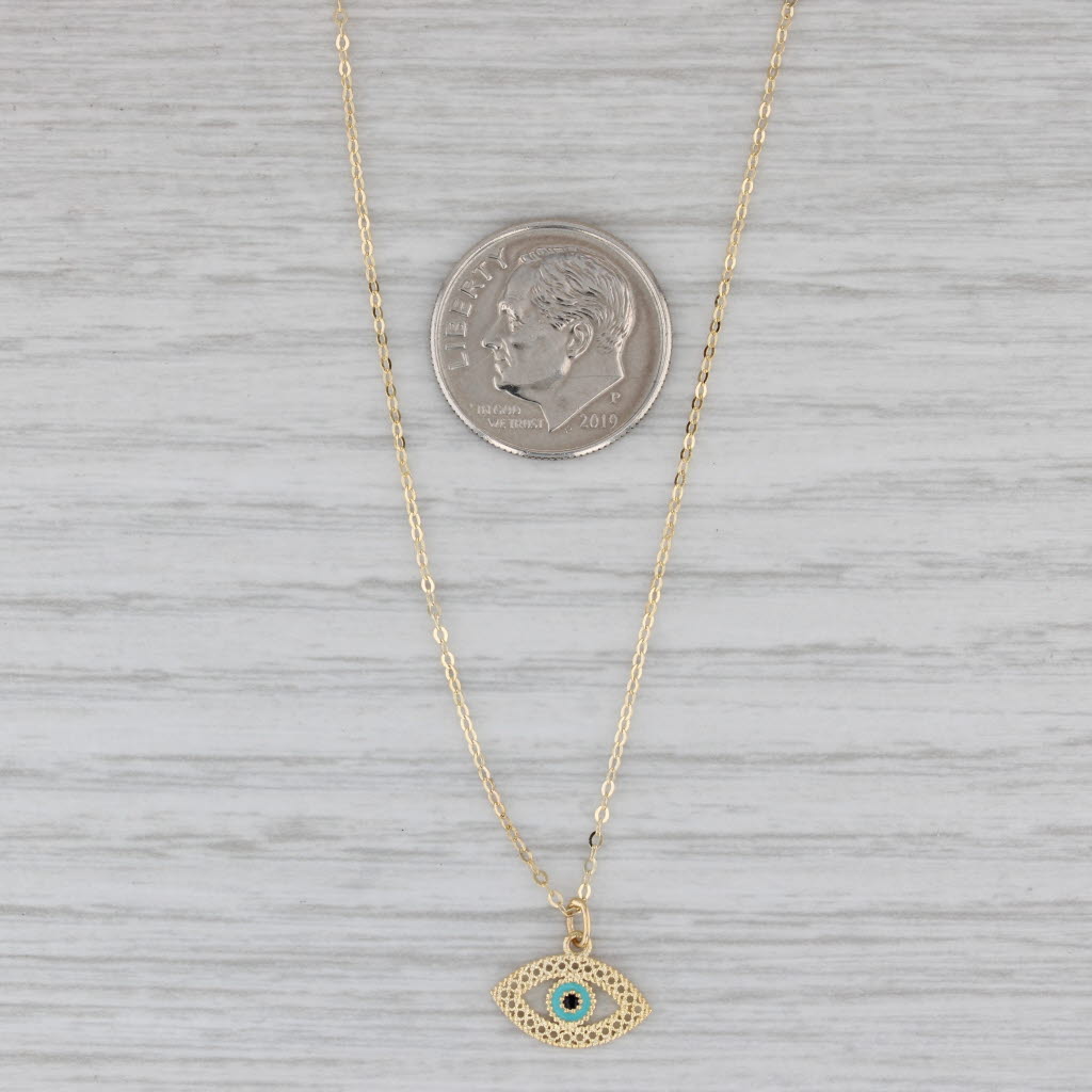 Gray New All Seeing Eye Pendant Necklace 14k Yellow Gold 16" 18" Cable Chain