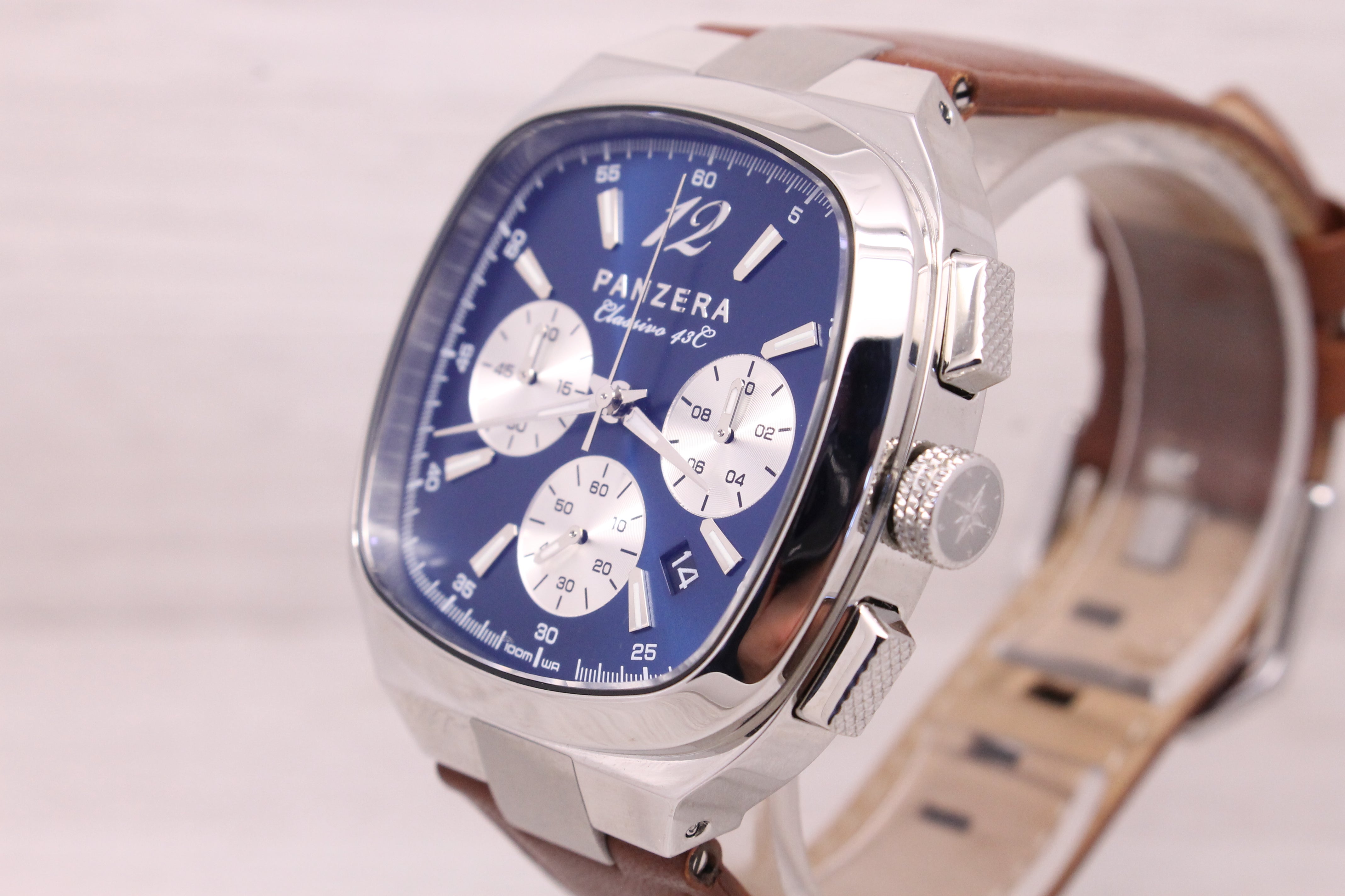Light Gray Panzera Classivo 43C 43mm Stainless Steel Quartz Chronograph Watch C43C-01