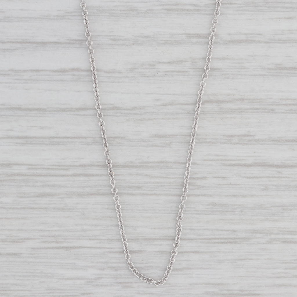 Light Gray Cable Chain Necklace 18k White Gold 0.8mm 16"