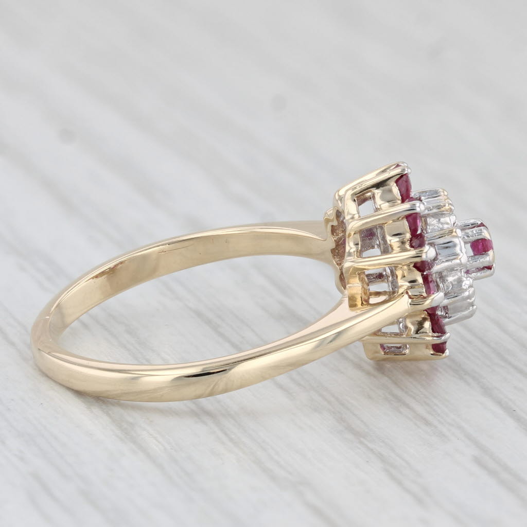 Light Gray 0.91ctw Ruby Diamond Cluster Ring 10k Yellow Gold Size 8