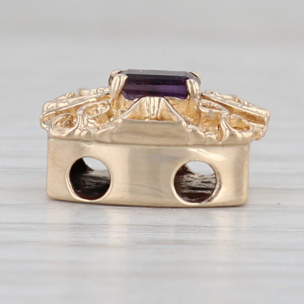 Gray Ornate 0.28ct Amethyst Slide Charm 14k Yellow Gold Vintage Richard Glatter