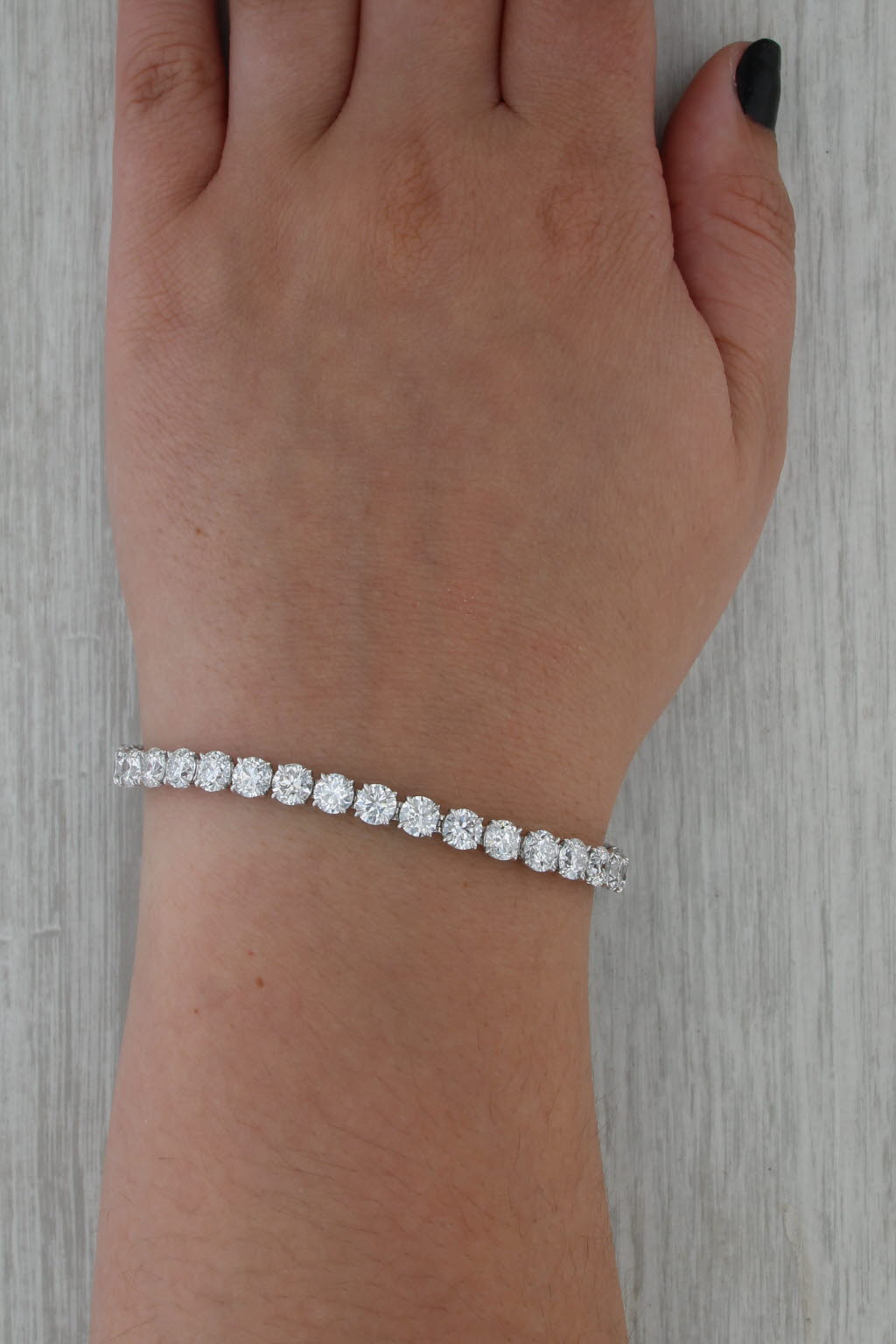 15ctw VS2 Lab Grown Diamond Tennis Bracelet 18k White Gold 7" 5mm
