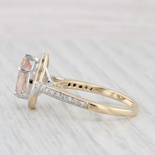 1.38ctw Pear Morganite Diamond Halo Ring 14k Yellow Gold Size 6.5 Engagement