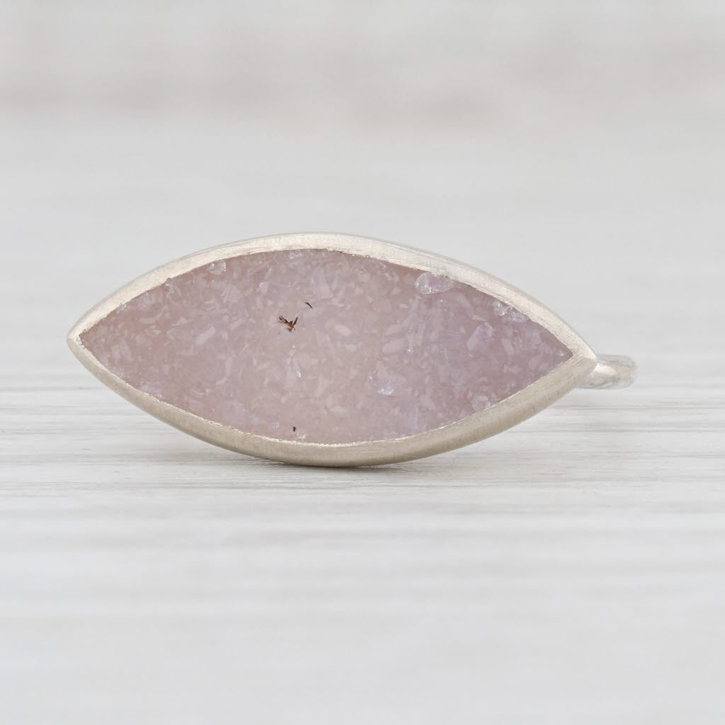New Nina Nguyen Statement Ring White Druzy Quartz Sterling Silver Size 7